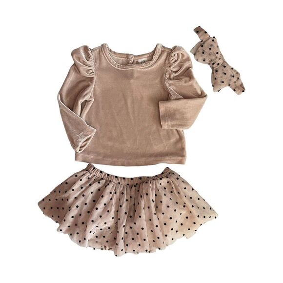 Gap Polka Dot Beige Tutu & Top Set Size 12 Months - Picture 1 of 5